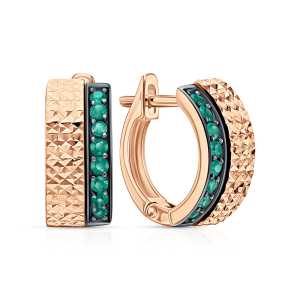 Золотые серьги с изумрудами природными