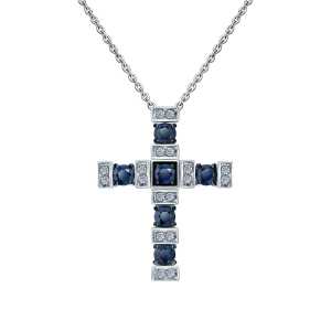 Золотое шейное украшение с бриллиантами природными и сапфирами природными