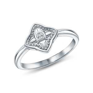 Серебряное кольцо с бриллиантами природными