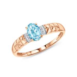 Кольцо из золота с бриллиантами и топазом природными