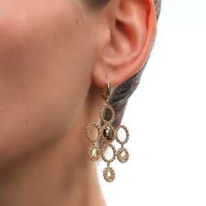 Золотые серьги с кварцами природными