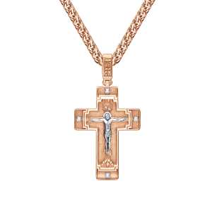 Золотой крестик с бриллиантами природными