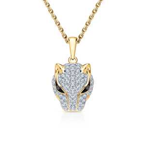 Золотая подвеска с бриллиантами и бриллиантами чёрными природными