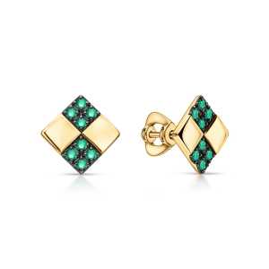 Золотые серьги с изумрудами природными