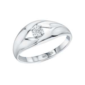 Серебряное кольцо с бриллиантами природными