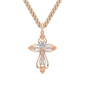 Золотой крестик с бриллиантами природными